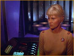 Janice Rand en charge de la téléportation sur l'Enterprise